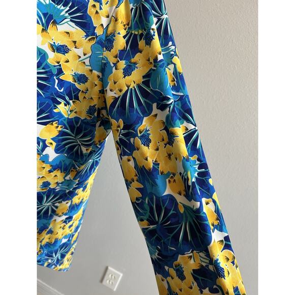 Ava & Grace Blouse Blue Yellow Floral Stretch Knit 3/4 Sleeve Popover Top 1X XL - Picture 10 of 11
